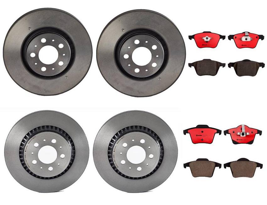 Volvo Brakes Kit - Pads & Rotors Front and Rear (316mm/308mm) (Ceramic) 31471824 - Brembo 1627061KIT